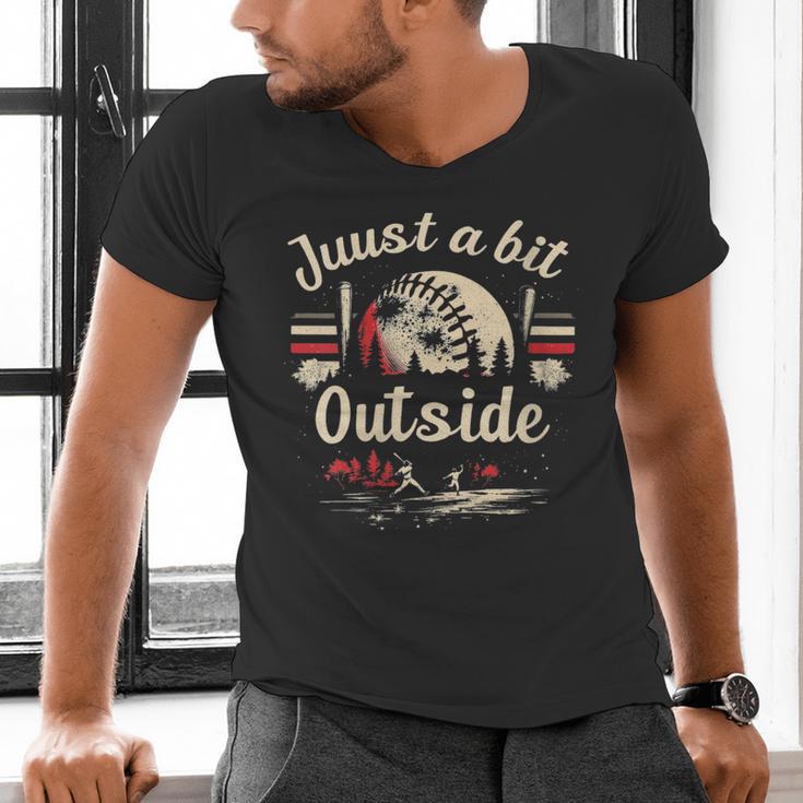 Retro Quote Just a Bit Outside Baseball Vintage Men's V-Neck T-Shirt