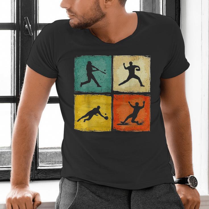 Retro Style Baseball Lover Playing Men Women Kids Baseball Men's V-Neck T-Shirt Retro Style Baseball Lover Playing Men Women Kids Baseball Men's V-Neck T-Shirt