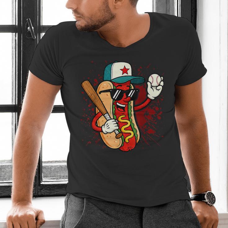 Retro Vintage Baseball Hot Dogs Men's V-Neck T-Shirt Retro Vintage Baseball Hot Dogs Men's V-Neck T-Shirt
