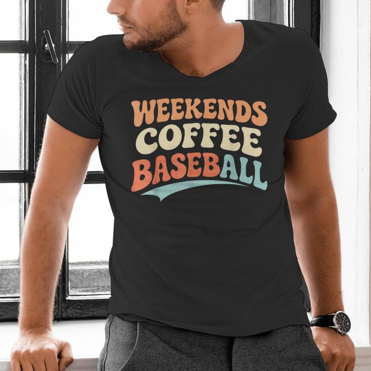Weekends Coffee Baseball Retro Vibes Men's V-Neck T-Shirt