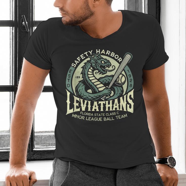 Safety Harbor Leviathans Retro Baseball Monster Men's V-Neck T-Shirt