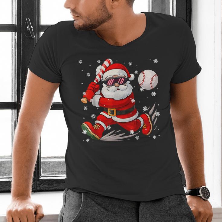 Santa Baseball Christmas Pajamas Xmas Men Boy Toddlers Men's V-Neck T-Shirt Santa Baseball Christmas Pajamas Xmas Men Boy Toddlers Men's V-Neck T-Shirt