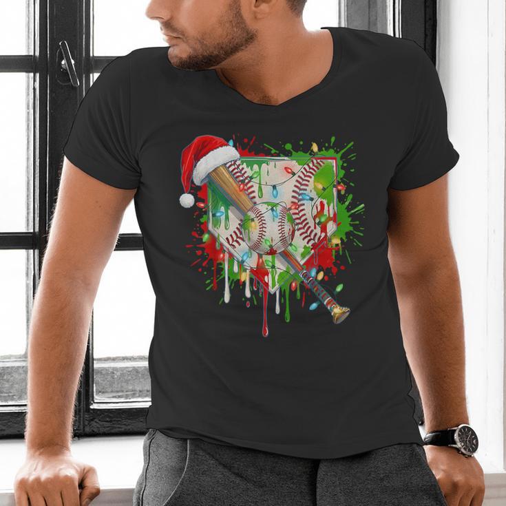 Santa Sports Ice Baseball Christmas Xmas Pajama Kid Men Boys Men's V-Neck T-Shirt Santa Sports Ice Baseball Christmas Xmas Pajama Kid Men Boys Men's V-Neck T-Shirt