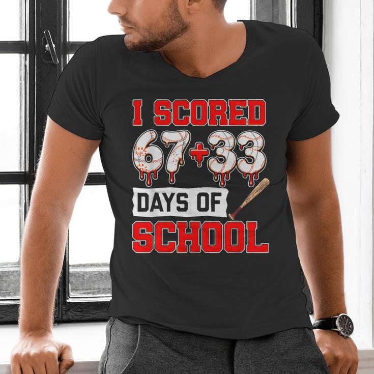 I Scored 6733 100th Days Of School Baseball Six Seven Meme Men's V-Neck T-Shirt I Scored 6733 100th Days Of School Baseball Six Seven Meme Men's V-Neck T-Shirt