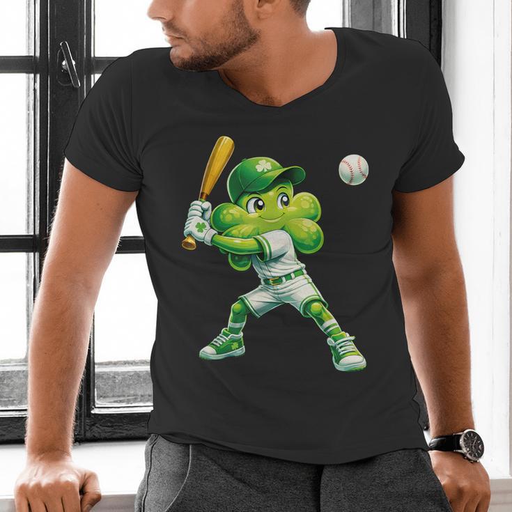Shamrock Playing Baseball St Patricks Day Men Boys Kid Men's V-Neck T-Shirt Shamrock Playing Baseball St Patricks Day Men Boys Kid Men's V-Neck T-Shirt
