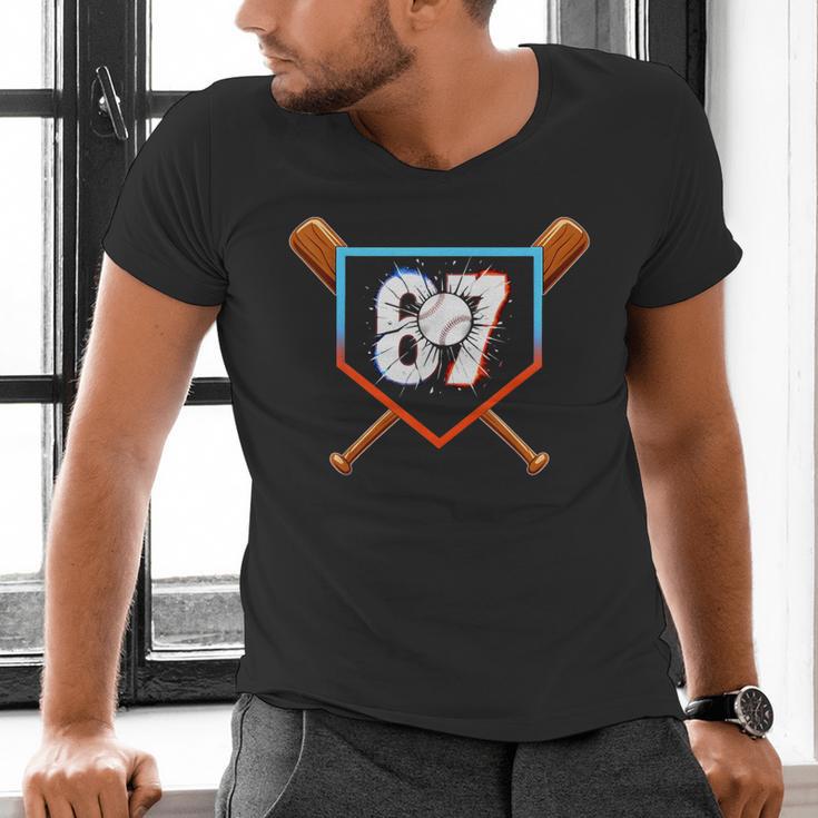 Six Seven 67 Baseball Birthday Boy Men Kids Boys Men's V-Neck T-Shirt