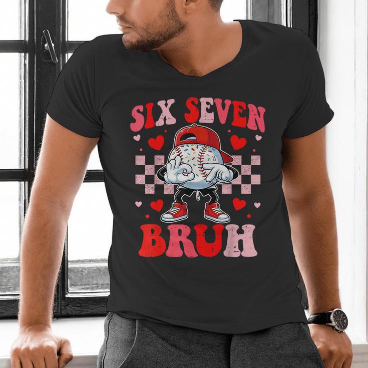 Six Seven 67 Bruh 6 7 Meme Baseball Ice Cream Drip Valentine Men's V-Neck T-Shirt Six Seven 67 Bruh 6 7 Meme Baseball Ice Cream Drip Valentine Men's V-Neck T-Shirt