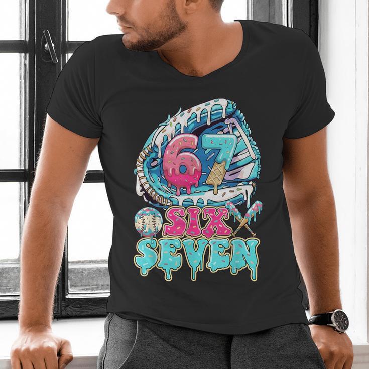 Six Seven 67 Ice Cream Drip Baseball For Boy Kids Youth Men's V-Neck T-Shirt
