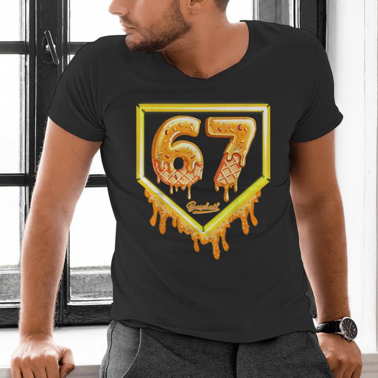 Six Seven 67 Meme Gen Alpha Slang Baseball 101 Men's V-Neck T-Shirt