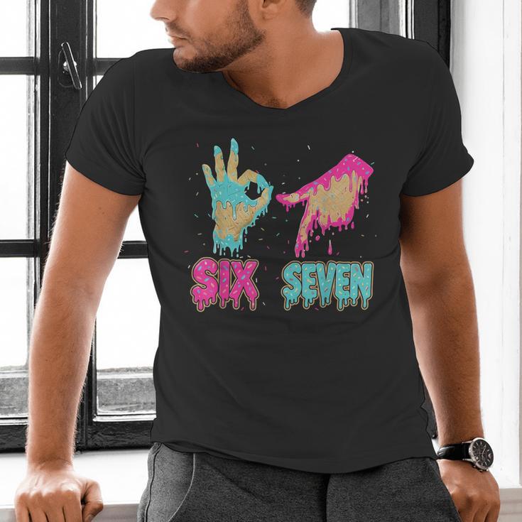 Six Seven 67 Meme Ice Cream Drip Baseball For Boy Kids Men's V-Neck T-Shirt