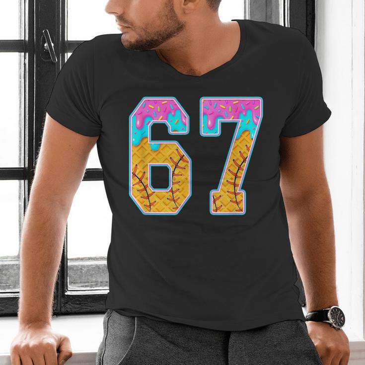 Six Seven Baseball Drip Men's V-Neck T-Shirt