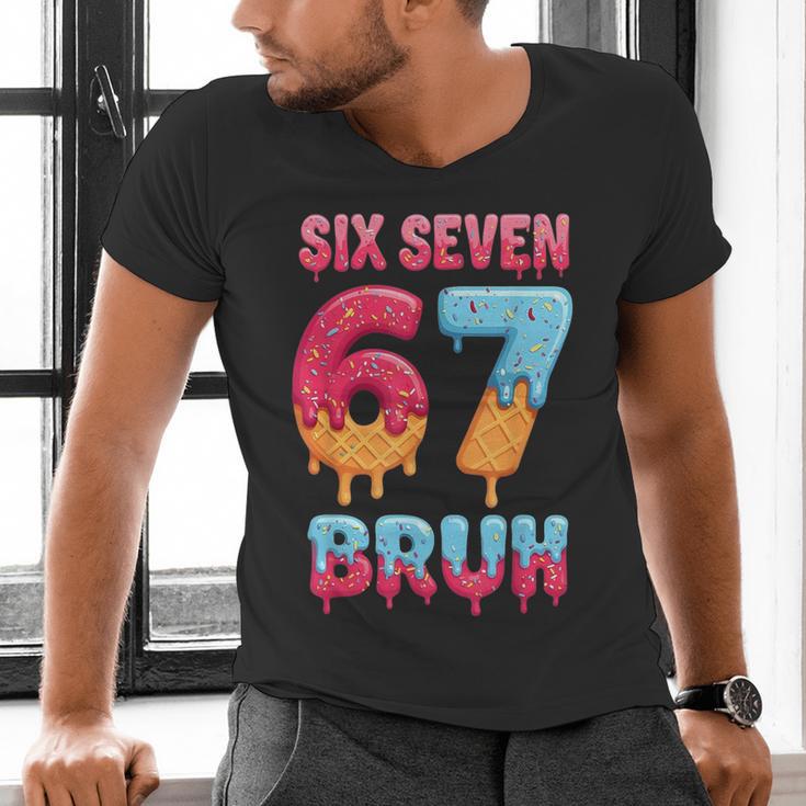 Six Seven Bruh 67 Ice Cream Drip Baseball For Men Women Kids Men's V-Neck T-Shirt Six Seven Bruh 67 Ice Cream Drip Baseball For Men Women Kids Men's V-Neck T-Shirt