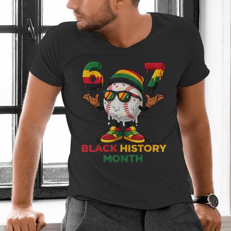 Six Seven History Month Baseball Drip Sports Men's V-Neck T-Shirt Six Seven History Month Baseball Drip Sports Men's V-Neck T-Shirt