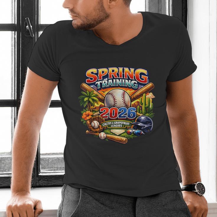 Spring Training 2026 Baseball Fan Retro Palm Cactus Men's V-Neck T-Shirt