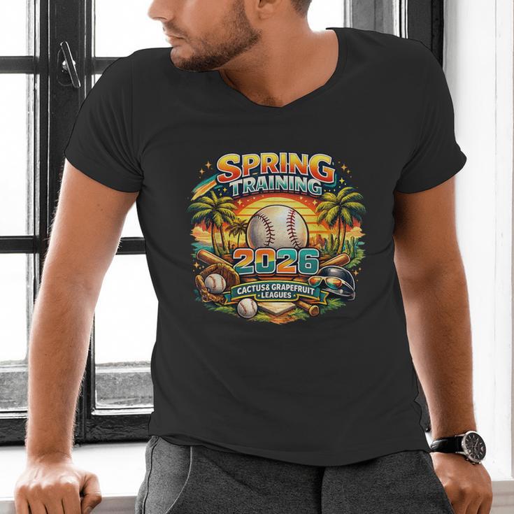 Spring Training 2026 Retro Baseball Palm Cactus Men's V-Neck T-Shirt