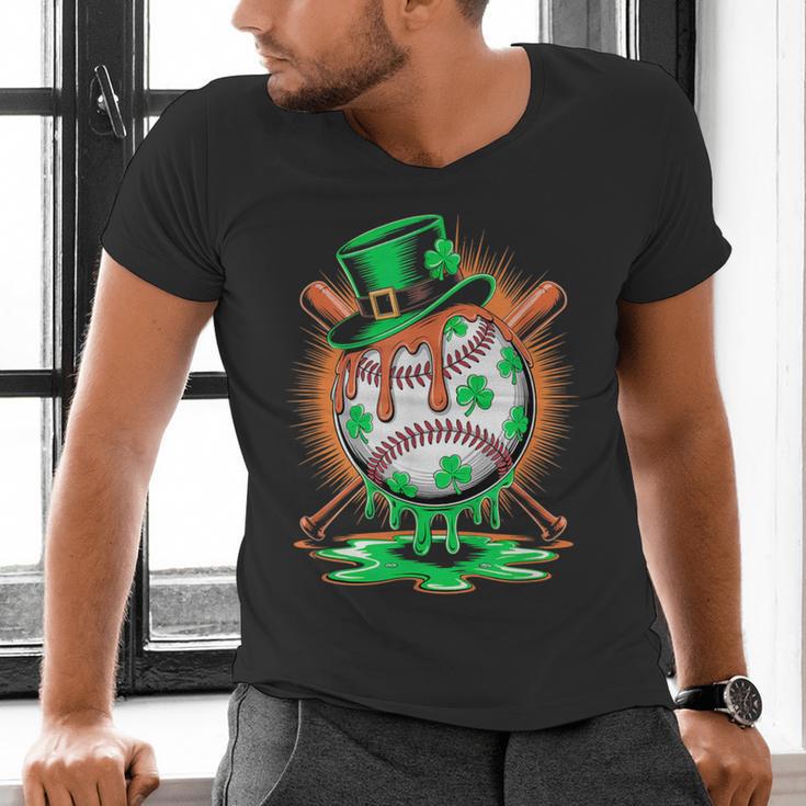 St Patrick Day Baseball Drip Ice Cream Kids Boys Men Men's V-Neck T-Shirt St Patrick Day Baseball Drip Ice Cream Kids Boys Men Men's V-Neck T-Shirt