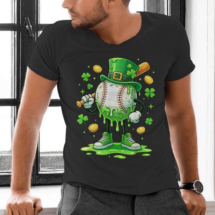 St Patrick Day Baseball Drip Ice Cream Baseball Men's V-Neck T-Shirt St Patrick Day Baseball Drip Ice Cream Baseball Men's V-Neck T-Shirt