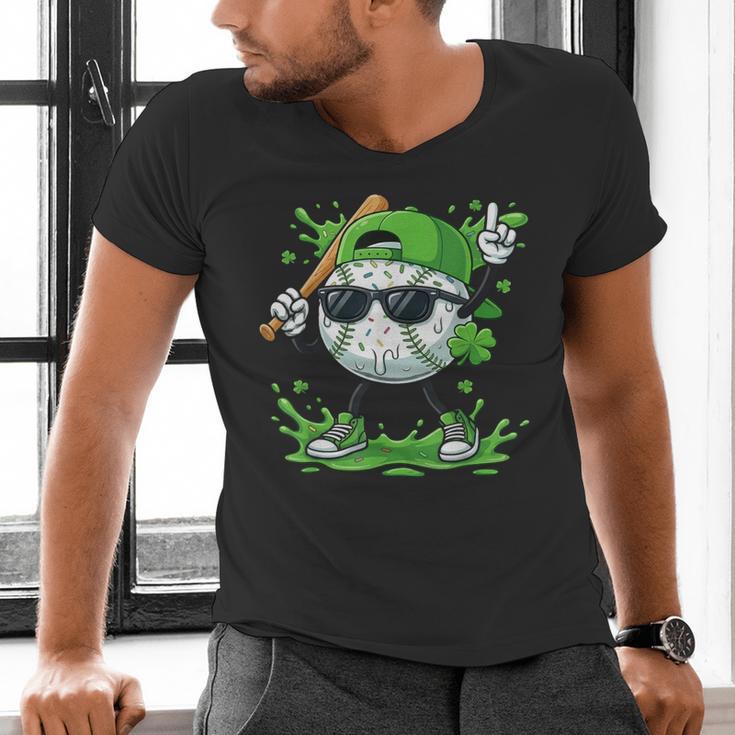 St Patrick Day Baseball Drip Ice Cream Baseball Player Men Men's V-Neck T-Shirt St Patrick Day Baseball Drip Ice Cream Baseball Player Men Men's V-Neck T-Shirt