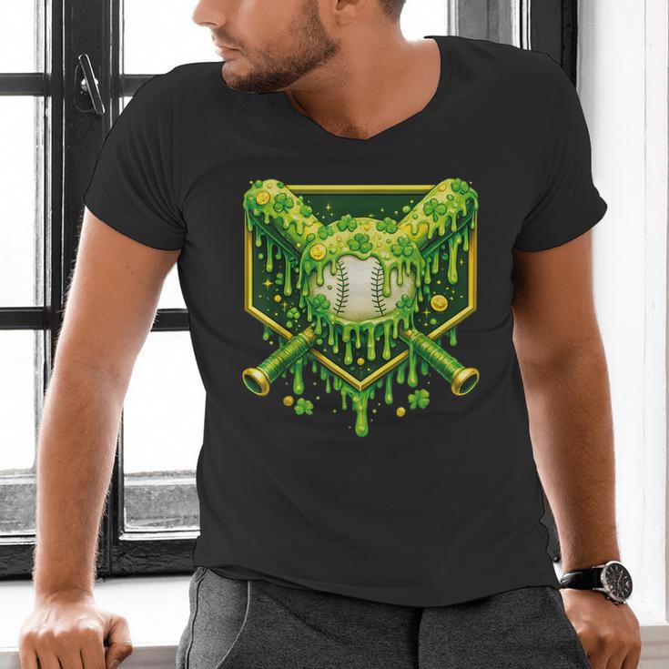 St Patrick's Day Baseball Boys Ice Cream Drip Youth Kids Men's V-Neck T-Shirt St Patrick's Day Baseball Boys Ice Cream Drip Youth Kids Men's V-Neck T-Shirt