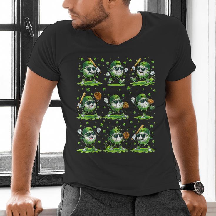 St Patricks Day Baseball Ice Cream Boys Baseball Player Men's V-Neck T-Shirt St Patricks Day Baseball Ice Cream Boys Baseball Player Men's V-Neck T-Shirt
