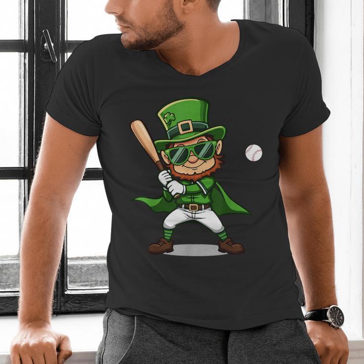 St Patrick’s Day Leprechaun Baseball Irish Graphic Men's V-Neck T-Shirt St Patrick’s Day Leprechaun Baseball Irish Graphic Men's V-Neck T-Shirt