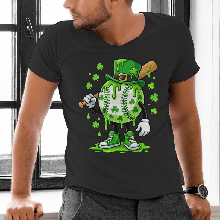 St Patricks Day Shamrock Baseball Drip Icecream Irish Boys Men's V-Neck T-Shirt