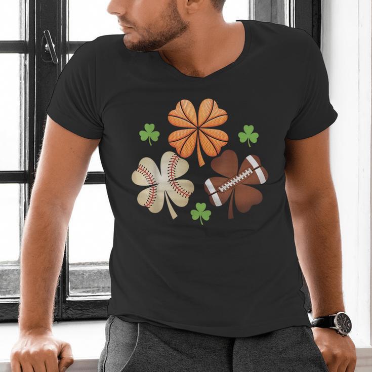 St Patricks Day Shamrock Basketball Baseball Irish Boys Men Men's V-Neck T-Shirt