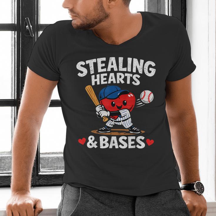 Stealing Hearts & Bases Valentine’s Day Baseball Love Men's V-Neck T-Shirt Stealing Hearts & Bases Valentine’s Day Baseball Love Men's V-Neck T-Shirt