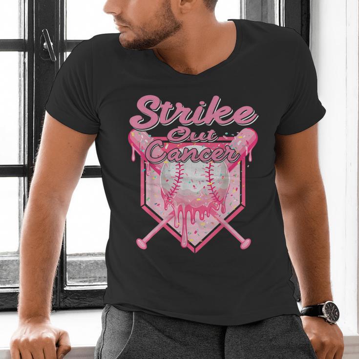 Strike Out Breast Cancer Baseball Drip For Boys Youth Men's V-Neck T-Shirt Strike Out Breast Cancer Baseball Drip For Boys Youth Men's V-Neck T-Shirt