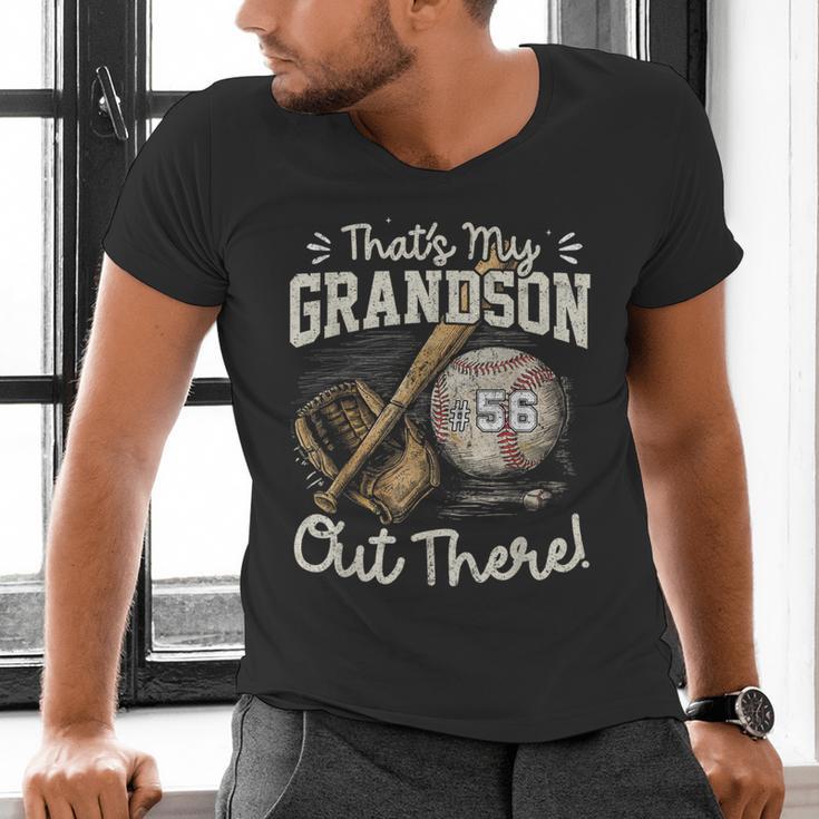 That's My Grandson Out There Jersey Number 56 Baseball Men's V-Neck T-Shirt