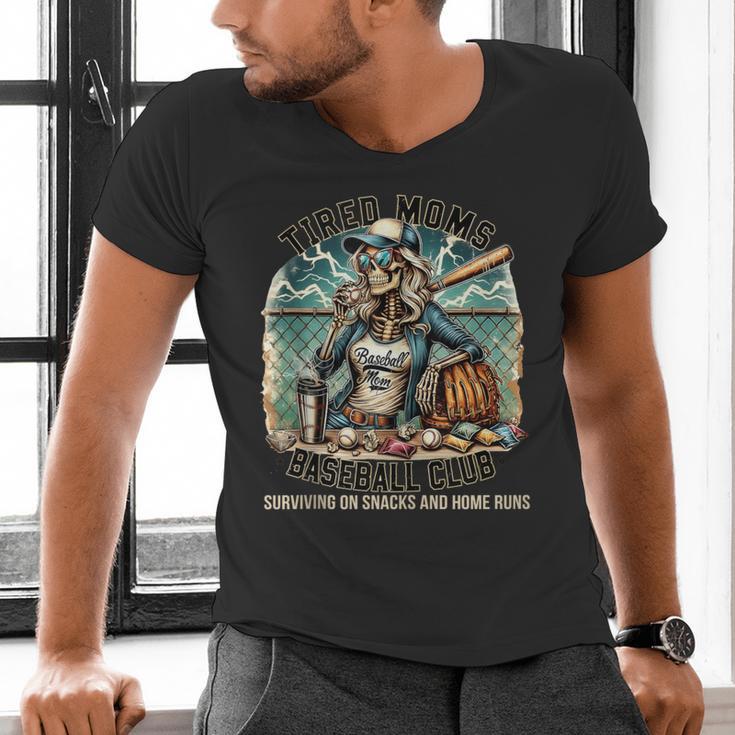 Tired Mom's Baseball Club Surviving On Snacks And Home Runs Men's V-Neck T-Shirt Tired Mom's Baseball Club Surviving On Snacks And Home Runs Men's V-Neck T-Shirt