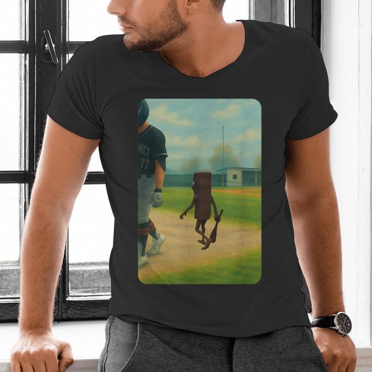 Tung Tung Tung Sahur Baseball Meme Men's V-Neck T-Shirt Tung Tung Tung Sahur Baseball Meme Men's V-Neck T-Shirt