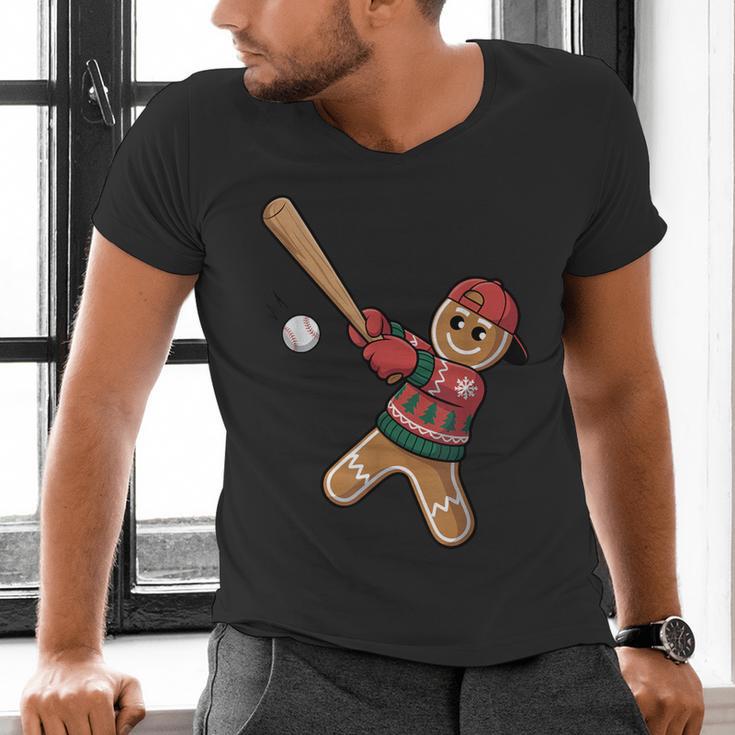 Ugly Christmas Sweater Gingerbread Baseball Toddler Kids Men's V-Neck T-Shirt