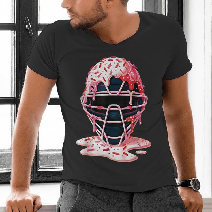 Valentine Baseball Catcher Mask Ice Cream Drip Tee For Boys Men's V-Neck T-Shirt Valentine Baseball Catcher Mask Ice Cream Drip Tee For Boys Men's V-Neck T-Shirt