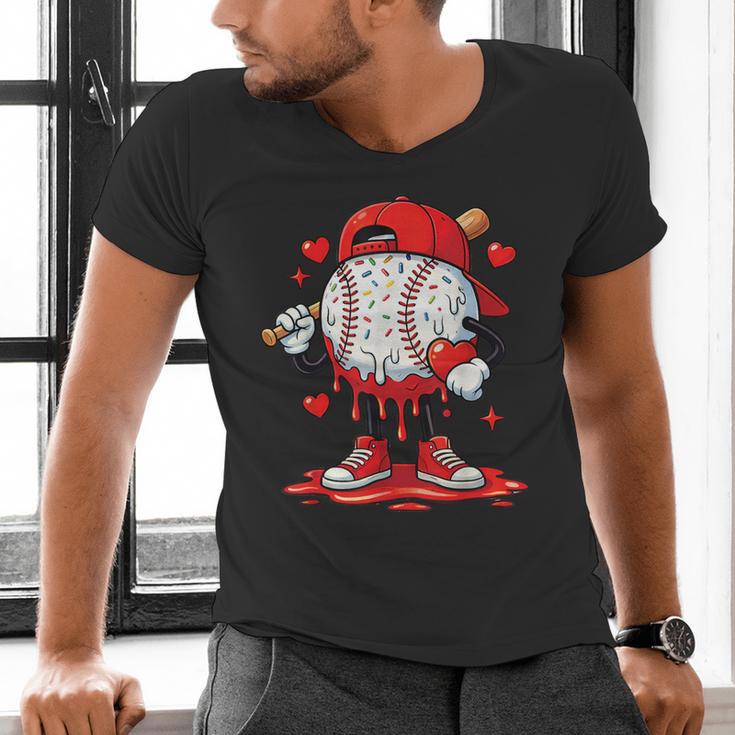 Valentine Baseball Drip Ice Cream Youth Boys Couples Men's V-Neck T-Shirt Valentine Baseball Drip Ice Cream Youth Boys Couples Men's V-Neck T-Shirt