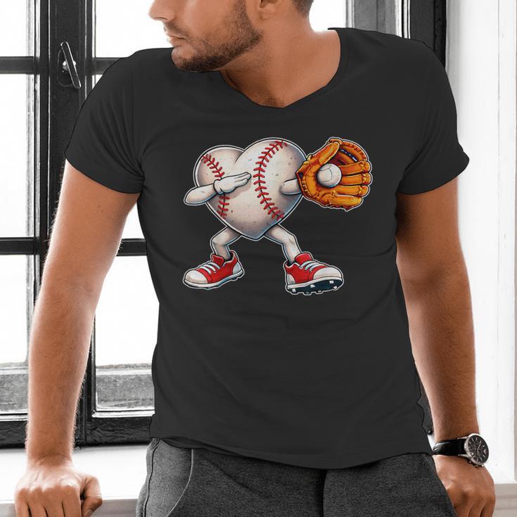 Valentine Baseball Heart Sport Love Valentines Day Boys Kids Men's V-Neck T-Shirt