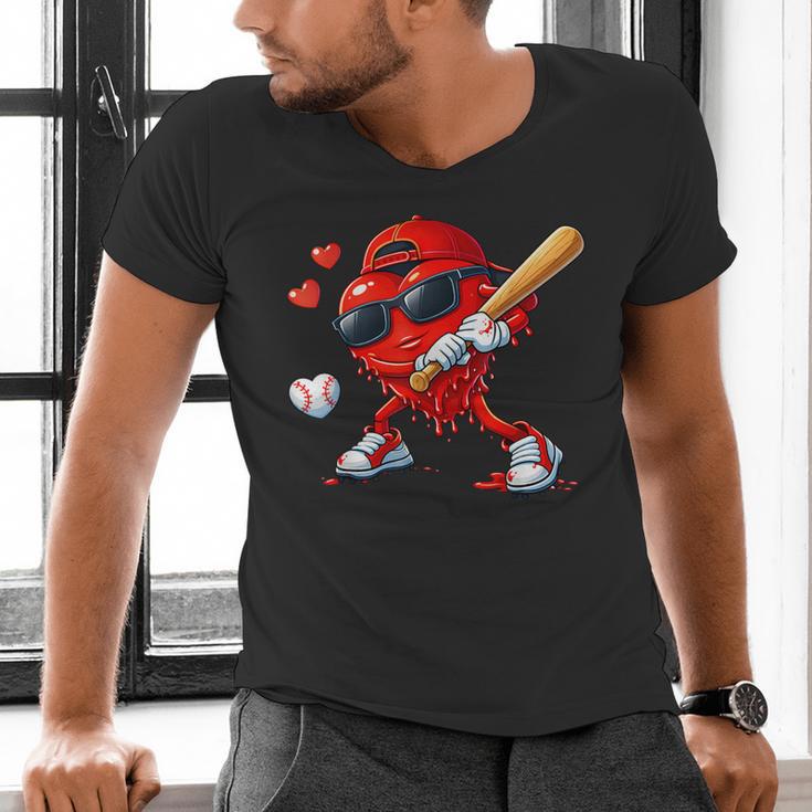 Valentine Baseball Heart Sports Love Valentines Day Boys Men's V-Neck T-Shirt