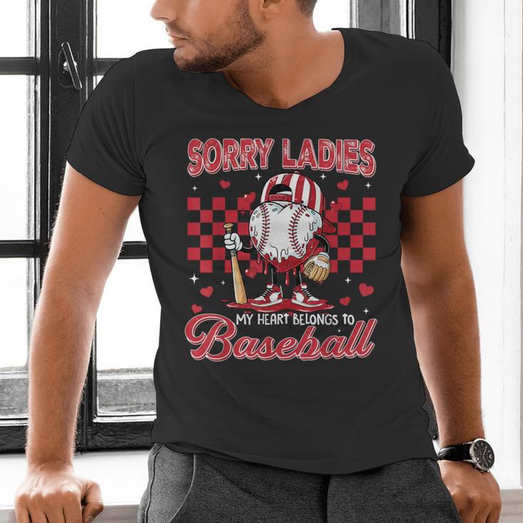 Valentine My Heart Belongs Baseball Lover Boy Men Men's V-Neck T-Shirt Valentine My Heart Belongs Baseball Lover Boy Men Men's V-Neck T-Shirt