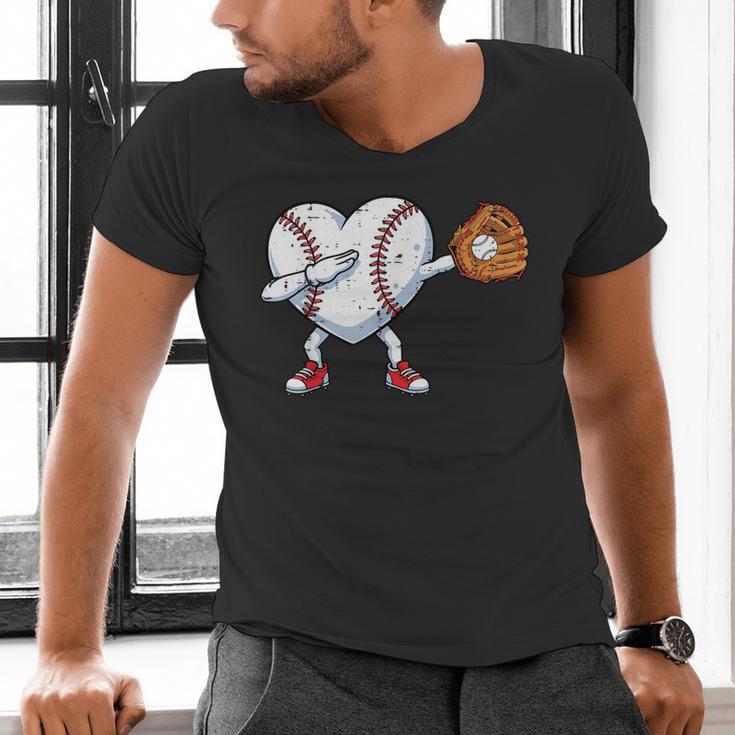 Valentines Day Baseball Ball Heart Dab Boys Kids Men Men's V-Neck T-Shirt Valentines Day Baseball Ball Heart Dab Boys Kids Men Men's V-Neck T-Shirt