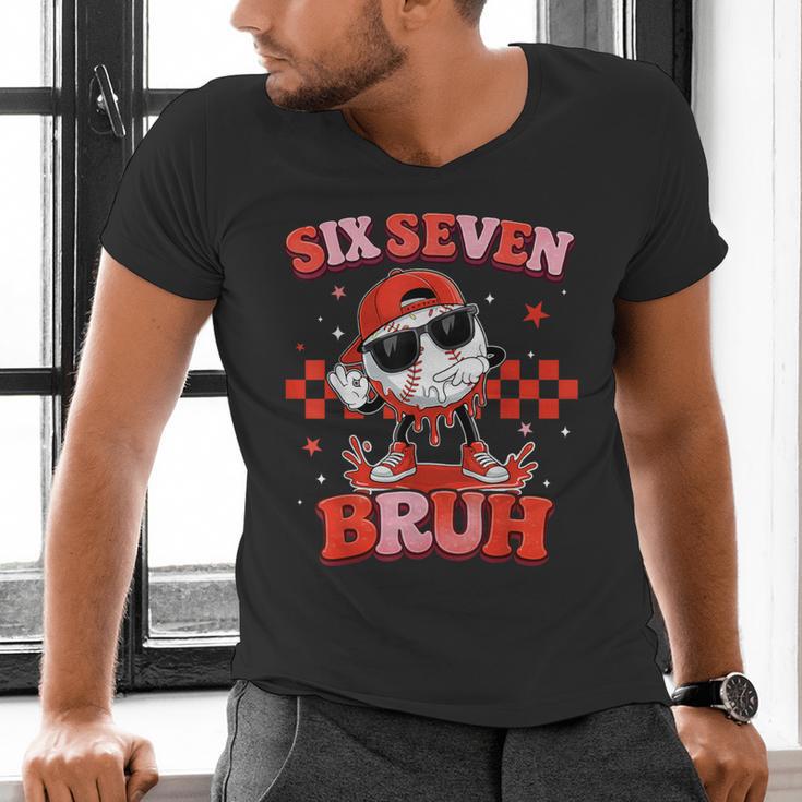 Valentines Day Baseball Six Seven 67 Meme Heart Baseball Dab Men's V-Neck T-Shirt Valentines Day Baseball Six Seven 67 Meme Heart Baseball Dab Men's V-Neck T-Shirt