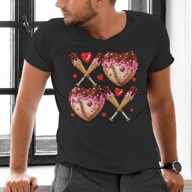 Valentines Day Drip Heart Baseball XOXO Boys Kids Men Sport Men's V-Neck T-Shirt Valentines Day Drip Heart Baseball XOXO Boys Kids Men Sport Men's V-Neck T-Shirt