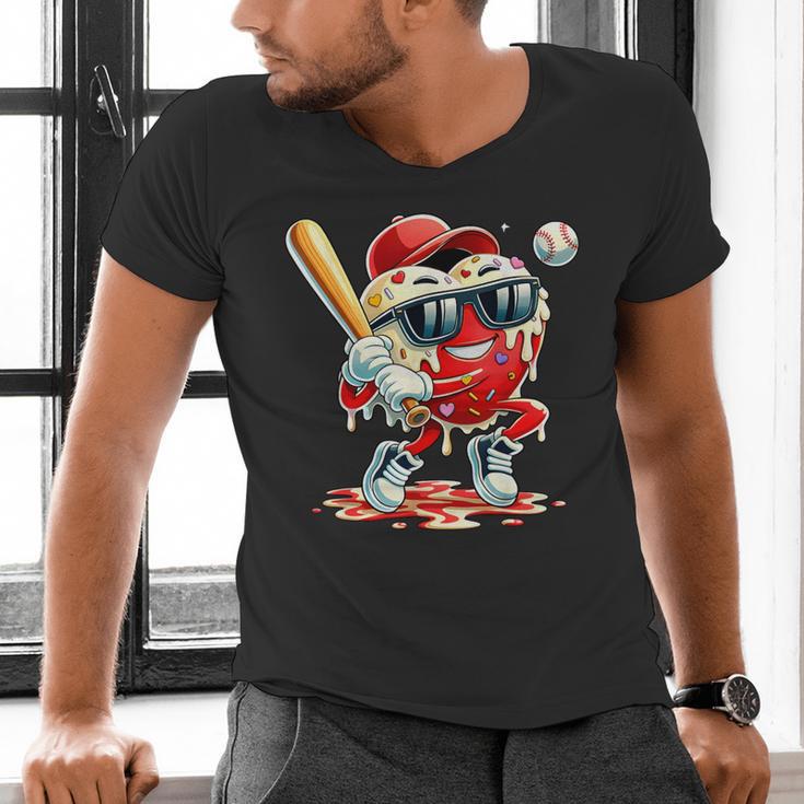 Valentines Day Heart Baseball Drip Ice Cream Boys Kids Men Men's V-Neck T-Shirt Valentines Day Heart Baseball Drip Ice Cream Boys Kids Men Men's V-Neck T-Shirt