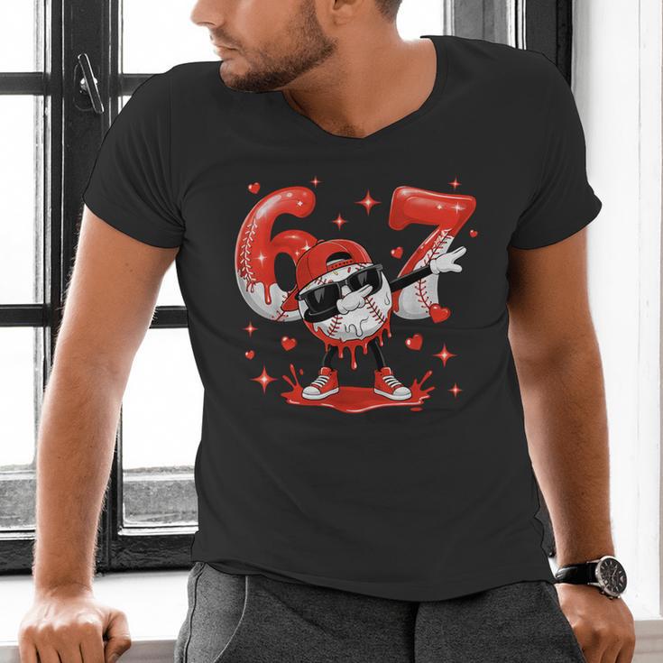 Valentines Day Six Seven Baseball 6 7 Meme Dab Heart Boys Men's V-Neck T-Shirt
