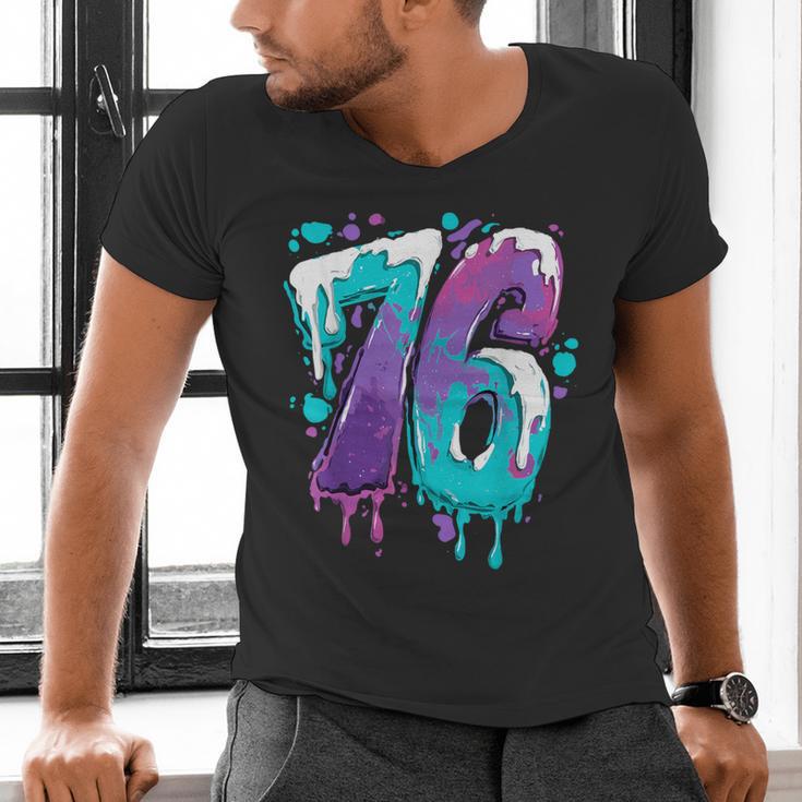 Vintage Baseball 76 Number Men's V-Neck T-Shirt