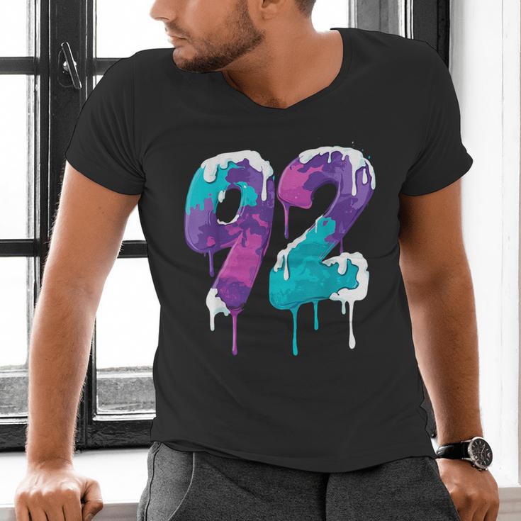 Vintage Baseball 92 Number Men's V-Neck T-Shirt