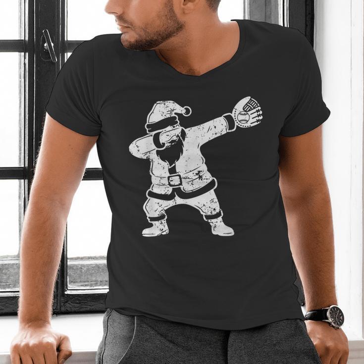 Vintage Dabbing Santa Christmas Baseball Xmas Costume Men's V-Neck T-Shirt