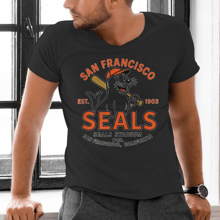 Vintage San Francisco Seals California Baseball Logo Men's V-Neck T-Shirt