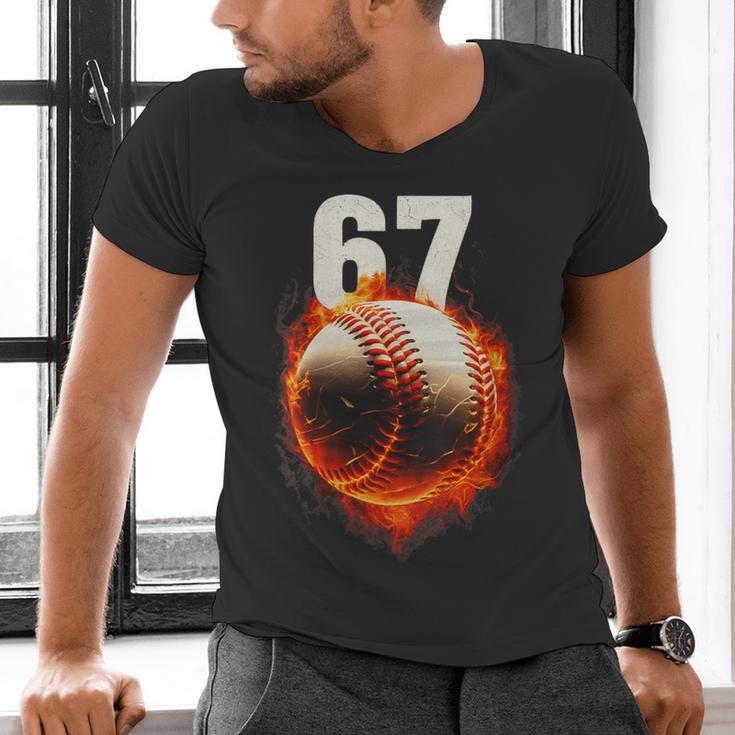 Women's 67 Baseball Boys Birthday Teens Six Seven Brainrot Men's V-Neck T-Shirt Women's 67 Baseball Boys Birthday Teens Six Seven Brainrot Men's V-Neck T-Shirt