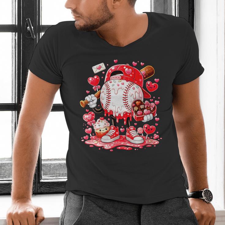Women's Baseball Drip Ice Cream Boys Kids Youth Valentines Men's V-Neck T-Shirt Women's Baseball Drip Ice Cream Boys Kids Youth Valentines Men's V-Neck T-Shirt