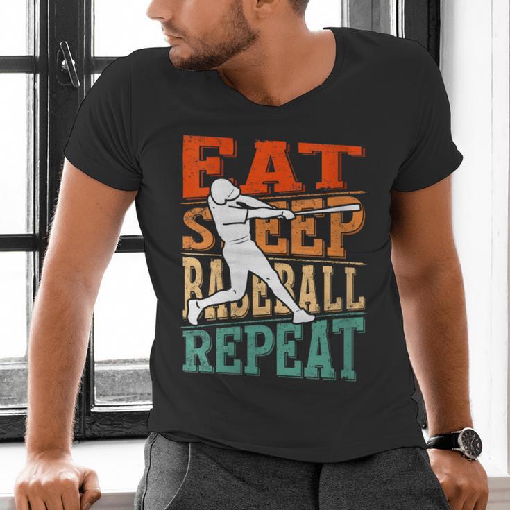 Women's Eat Sleep Baseball Repeat Vintage Player Sport Lover Retro Men's V-Neck T-Shirt Women's Eat Sleep Baseball Repeat Vintage Player Sport Lover Retro Men's V-Neck T-Shirt